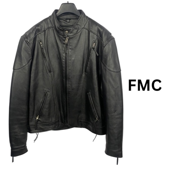 FMC First Manufacturing Co. Inc. Thinsulate Outer Shell Leather Biker Jacket -54 - Picture 1 of 14
